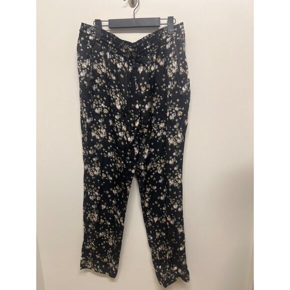 Scotch & Soda Floral Print Black Tie-Waist Tapered Pants For Women Sz M - Picture 4 of 10